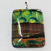 Dichroic Lampwork Glass Pendant with Metal Alloy Head, Rectangle 35x25mm, Sold by PC