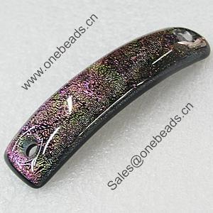 Dichroic Lampwork Glass Pendant with Metal Alloy Head, Twist Rectangle 61x15mm Hole:4mm, Sold by PC