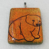 Dichroic Lampwork Glass Pendant with Metal Alloy Head, Rectangle 37x28mm, Sold by PC