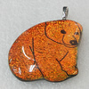 Dichroic Lampwork Glass Pendant with Metal Alloy Head, Animal 33x35mm, Sold by PC