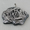 Dichroic Lampwork Glass Pendant with Metal Alloy Head, 45x35mm, Sold by PC
