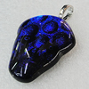 Dichroic Lampwork Glass Pendant with Metal Alloy Head, 32x26mm, Sold by PC