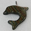 Dichroic Lampwork Glass Pendant with Metal Alloy Head, Dolphin 33x36mm, Sold by PC