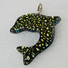 Dichroic Lampwork Glass Pendant with Metal Alloy Head, Dolphin 33x36mm, Sold by PC