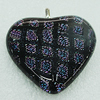 Dichroic Lampwork Glass Pendant with Metal Alloy Head, Heart 33x33mm, Sold by PC