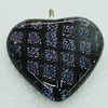 Dichroic Lampwork Glass Pendant with Metal Alloy Head, Heart 25x25mm, Sold by PC