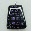Dichroic Lampwork Glass Pendant with Metal Alloy Head, Trapezia 30x41mm, Sold by PC