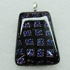 Dichroic Lampwork Glass Pendant with Metal Alloy Head, Trapezia 15x20mm, Sold by PC