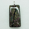 Dichroic Lampwork Glass Pendant with Metal Alloy Head, Rectangle 20x30mm, Sold by PC