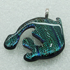 Dichroic Lampwork Glass Pendant with Metal Alloy Head, 32x23mm, Sold by PC