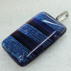 Dichroic Lampwork Glass Pendant with Metal Alloy Head, Rectangle 35x25mm, Sold by PC