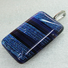 Dichroic Lampwork Glass Pendant with Metal Alloy Head, Rectangle 18x25mm, Sold by PC