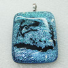 Dichroic Lampwork Glass Pendant with Metal Alloy Head, Rectangle 42x31mm, Sold by PC