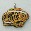 Dichroic Lampwork Glass Pendant with Metal Alloy Head, 42x34mm, Sold by PC