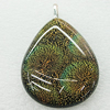 Dichroic Lampwork Glass Pendant with Metal Alloy Head, Teardrop 13x18mm, Sold by PC