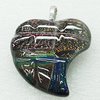 Dichroic Lampwork Glass Pendant with Metal Alloy Head, Heart 32x33mm, Sold by PC