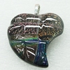 Dichroic Lampwork Glass Pendant with Metal Alloy Head, Heart 30x30mm, Sold by PC