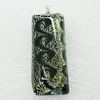 Dichroic Lampwork Glass Pendant with Metal Alloy Head, Rectangle 15x20mm, Sold by PC