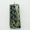 Dichroic Lampwork Glass Pendant with Metal Alloy Head, Rectangle 20x40mm, Sold by PC