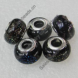 European Style Lampwork Beads, Mix Color, 14x10mm Hole:5mm, Sold by PC