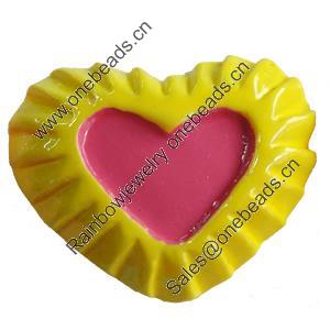 Resin Cabochons, No-Hole Jewelry findings, Heart, 27x25mm, Sold by PC