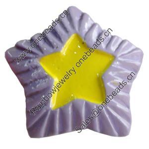 Resin Cabochons, No-Hole Jewelry findings, Star, 27mm, Sold by PC