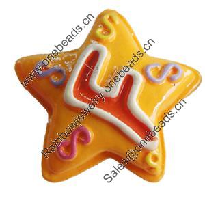 Resin Cabochons, No-Hole Jewelry findings, Star, 26mm, Sold by PC