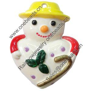 Resin Pendants, Snowmam, 38x48mm, Hole:Approx 2mm, Sold by PC