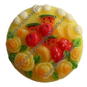 Resin Cabochons, No-Hole Jewelry findings, 43mm, Sold by PC