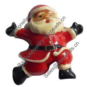 Resin Cabochons, No-Hole Jewelry findings, Santa Claus, 34x36mm, Sold by PC