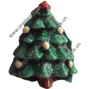 Resin Cabochons, No-Hole Jewelry findings, Christmas Tree,17x22mm, Sold by PC