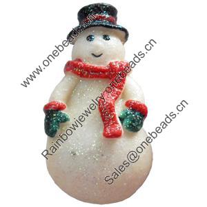 Resin Cabochons, No-Hole Jewelry findings, Snowman, 26x53mm, Sold by PC