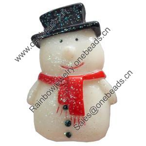 Resin Cabochons, No-Hole Jewelry findings, Snowman, 33x52mm, Sold by PC