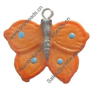 Resin Pendant, Butterfly, 30x25mm, Hole:Approx 2mm, Sold by PC