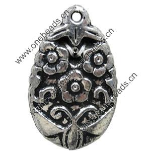 Antique Silver Plastic Pendant, 28x47mm, Hole:Approx 3mm, Sold by Bag