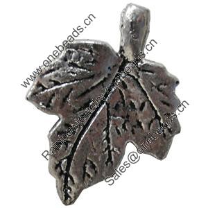 Antique Silver Plastic Pendant, Leaf, 26x35mm, Hole:Approx 1.5mm, Sold by Bag