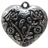 Antique Silver Plastic Pendant, Heart, 28mm, Hole:Approx 2mm, Sold by Bag