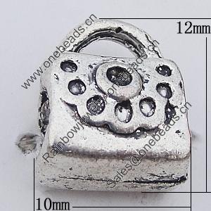 European Style Bead Zinc Alloy Jewelry Findings Lead-free, 10x12mm Hole:3.5mm, Sold by Bag 