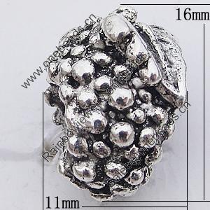 European Style Bead Zinc Alloy Jewelry Findings Lead-free, Grape 11x16mm Hole:5mm, Sold by Bag 