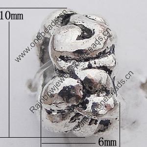 European Style Bead Zinc Alloy Jewelry Findings Lead-free, 6x10mm Hole:6mm, Sold by Bag 