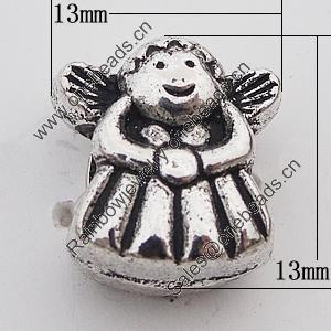 European Style Bead Zinc Alloy Jewelry Findings Lead-free, 13x13mm Hole:5mm, Sold by Bag 