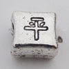 European Style Bead Zinc Alloy Jewelry Findings Lead-free, Square 10x9mm Hole:5mm, Sold by Bag 