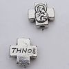 European Style Bead Zinc Alloy Jewelry Findings Lead-free, Cross 13x13mm Hole:5mm, Sold by Bag 