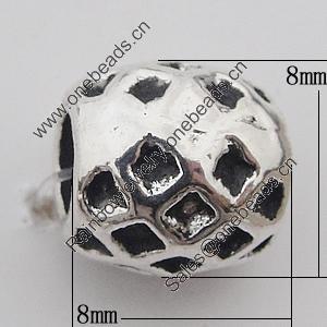 European Style Beads Zinc Alloy Jewelry Findings Lead-free, 8x8mm Hole:4mm, Sold by Bag 