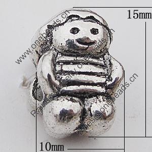 European Style Beads Zinc Alloy Jewelry Findings Lead-free, 10x15mm Hole:5mm, Sold by Bag 