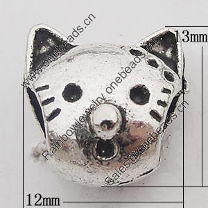 European Style Beads Zinc Alloy Jewelry Findings Lead-free, 12x13mm Hole:5mm, Sold by Bag 