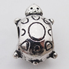 European Style Beads Zinc Alloy Jewelry Findings Lead-free, Tortoise 9x14mm Hole:5mm, Sold by Bag 