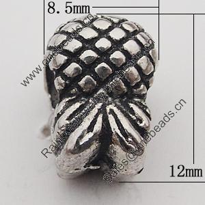 European Style Beads Zinc Alloy Jewelry Findings Lead-free, 8.5x12mm Hole:5mm, Sold by Bag 