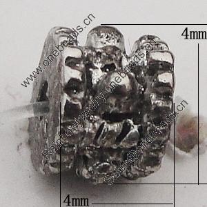 European Style Beads Zinc Alloy Jewelry Findings Lead-free, 4x4mm Hole:1mm, Sold by Bag 