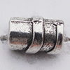 European Style Beads Zinc Alloy Jewelry Findings Lead-free, Column 10x7mm Hole:4mm, Sold by Bag 